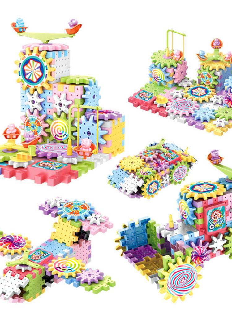 83 PCS Electric Gears 3D Model Building Kits Plastic Brick Blocks Educational Toys For Kids Children Christmas Gifts Toy