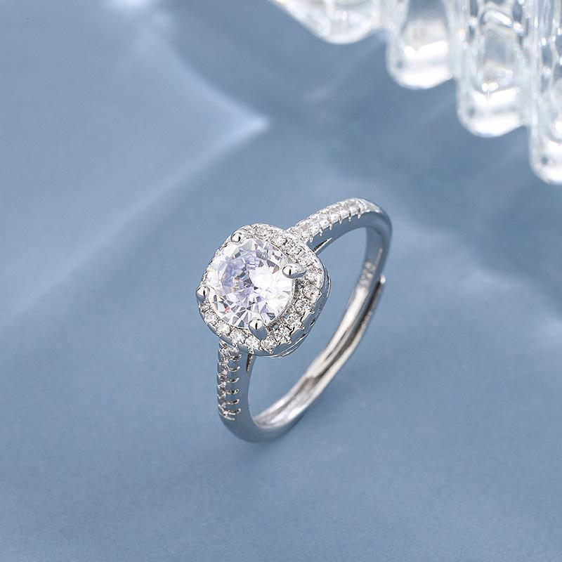 

Серебряное кольцо с бриллиантом S925 для женщин - Идеальный подарок для предложения, свадьбы, Рождества, Дня святого Валентина Adjustable