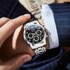 OLEVS Stylish Popular Analog Quartz Waterproof Business Silver with Stainless Steel Black Date Large Stylish Nam Men's Watch, Movement, Watch, Band,