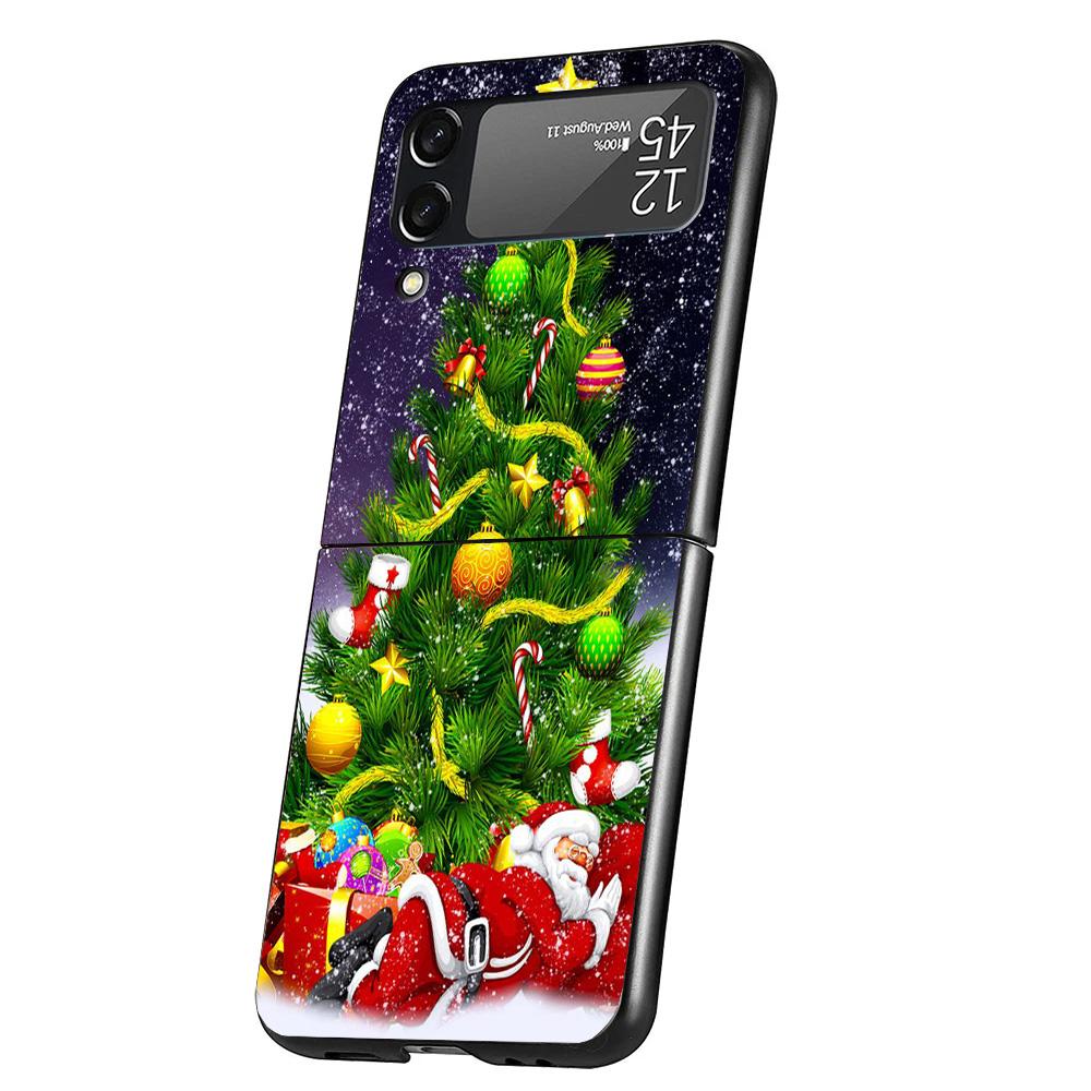 Christmas Santa Claus Present Cover Phone Case For Samsung Galaxy Z Flip 7 6 5 4 3 5G Flip7 Flip6 Flip5 Flip4 Flip3 Black Fundas