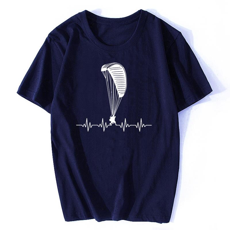 Herren Vintage Paraglider Paragliding T-Shirt Kurzarm Reines Baumwoll-T-Shirt O-Ausschnitt Lässig Paramotor Fallschirm T-Shirt Harajuku