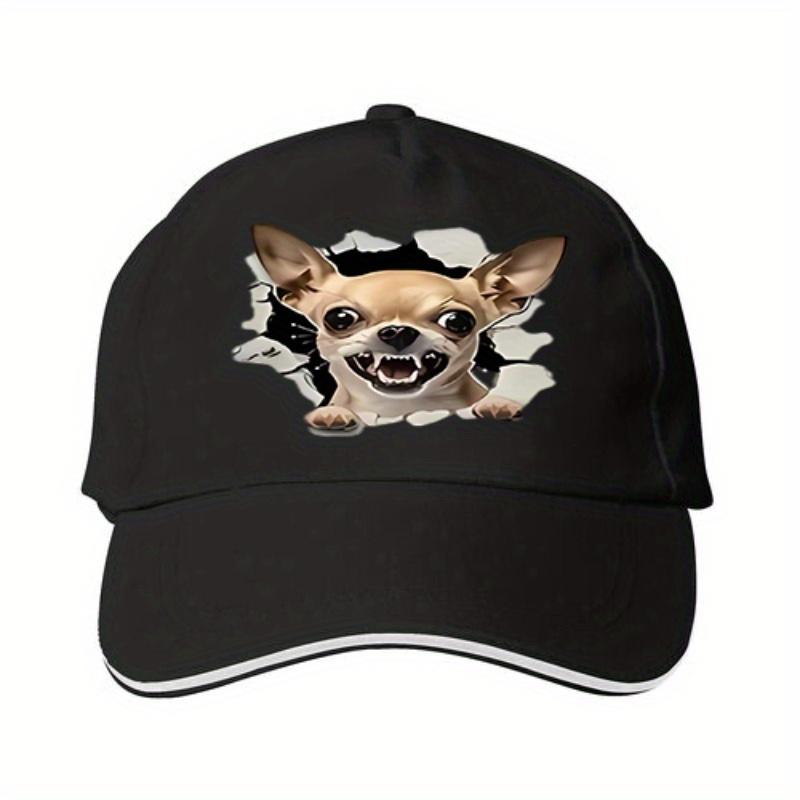 Angry Chihuahua Dog Graphic Print Baseball Cap Polyester Breathable Adjustable Curved Brim Unisex Outdoor Hat