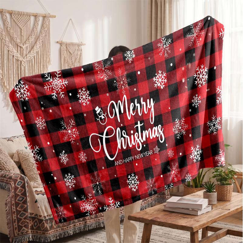 Christmas Flannel Throw Blanket Soft Warm Cozy For Sofa Bed Indoor Home Use Great Holiday Gift