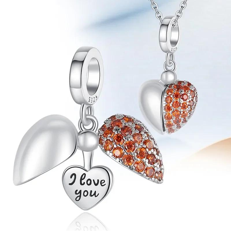 Copper Colors Heart Shaped Double Letters Forever Love Dangle Charm Bead Fit Original Bracelet Diy Fine Jewelry Gift For Women