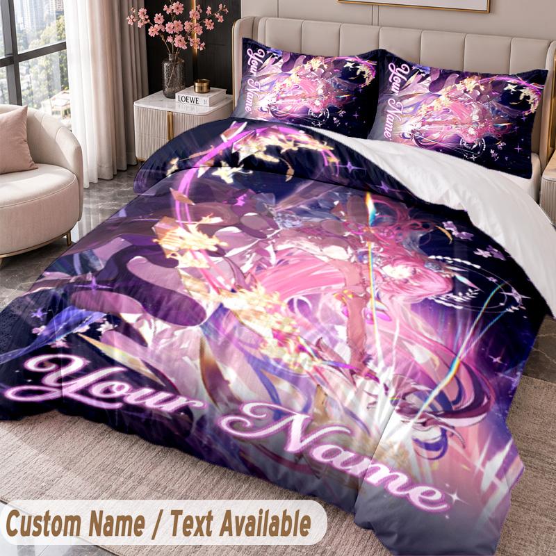 Custom Name Text 3Pcs Bedding Set Honkai Star Rail Duvet Cover And Two Pillowcases