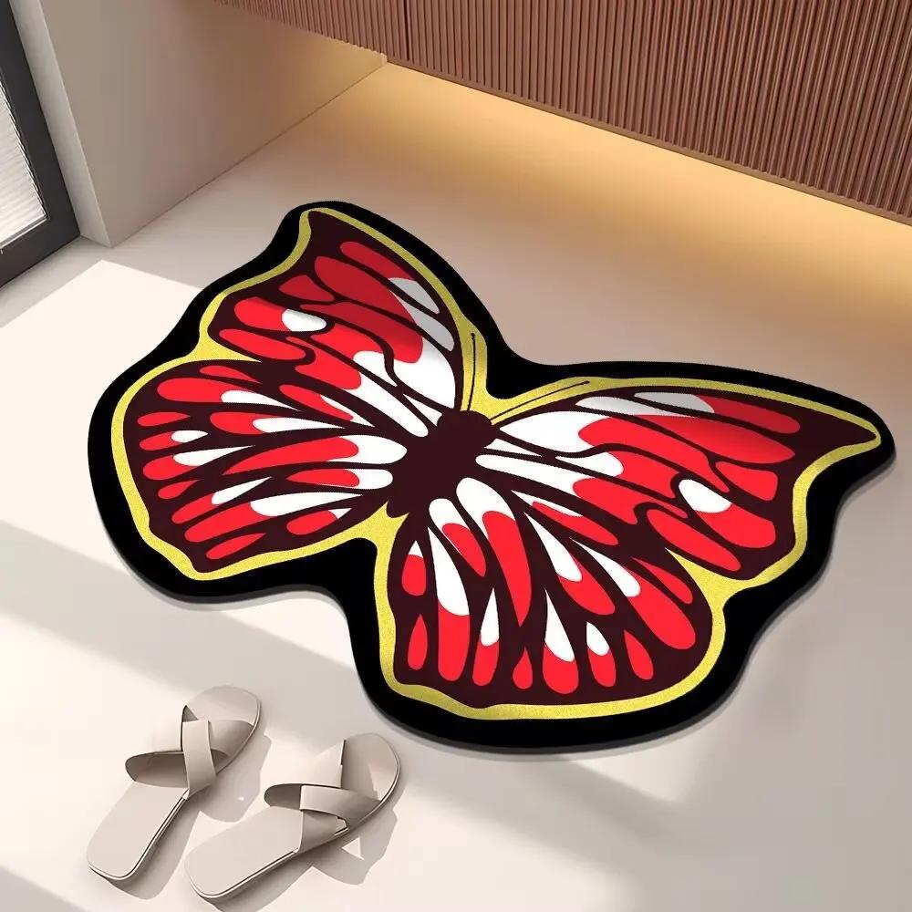 Butterfly Bathroom Absorbent Floor Mat, Diatom Mud, Toilet, Toilet Door Sink, Non-slip Foot Pad, Door Mat