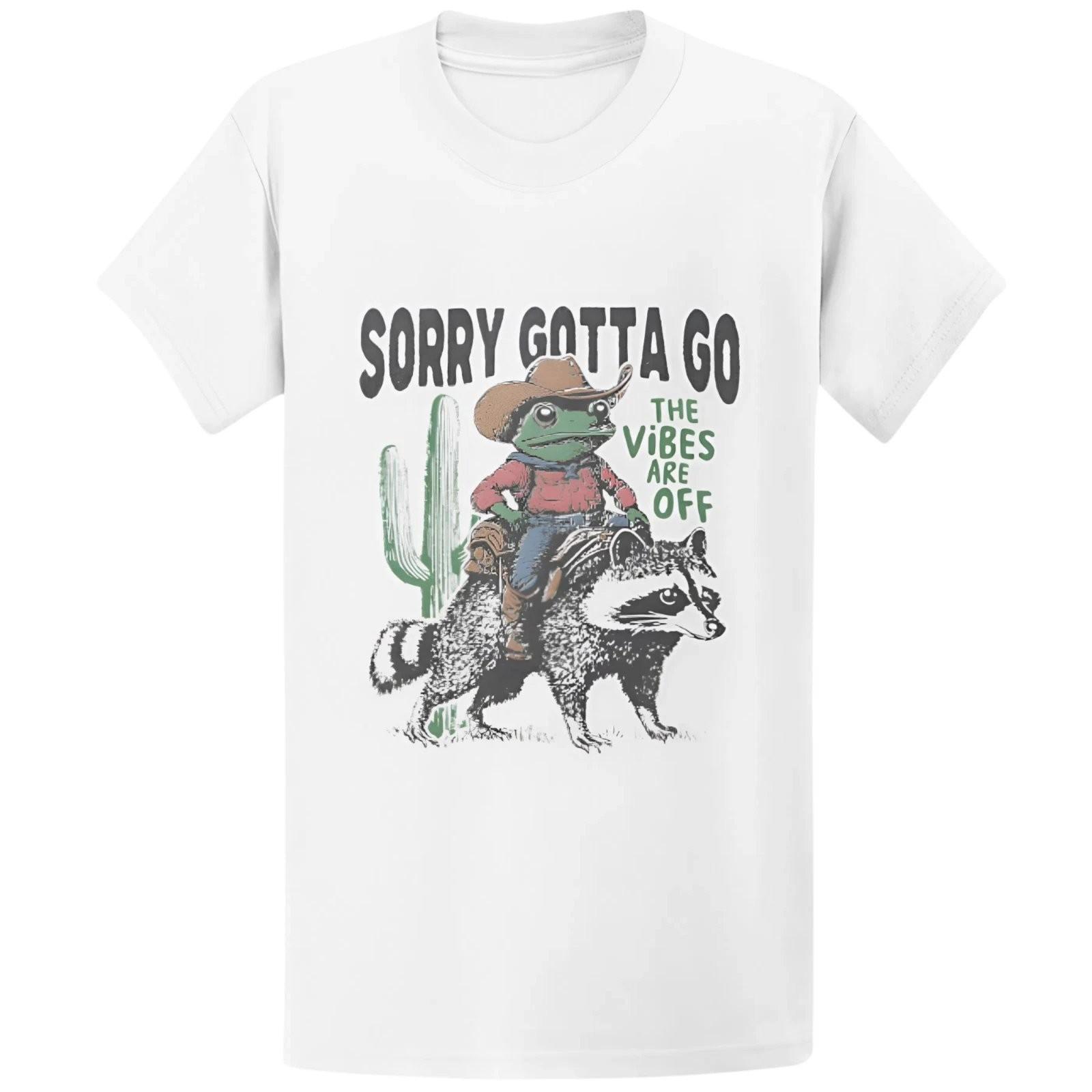 Gildan 5000 Cowboy Frog Raccoon T-Shirt Funny Meme Graphic Tee XXL