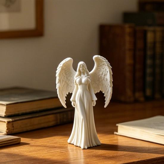 3D-gedruckte Engelsmädchen-Dekoration Weiße geflügelte Mädchenstatue Skulptur Heim-Büro Wohnzimmer Schreibtisch-Dekoration Ornament