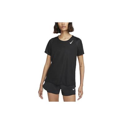 Solid Color Logo Round Neck Short Sleeve Raglan T-Shirt Women Tops Black DD5927-010