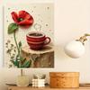 Elegant Framed Pearl Art DIY Set with Poppy Coffee Cup 5D Sparkling Bead Canvas Painting Ready to Display Romantic Home Decor Art Gift