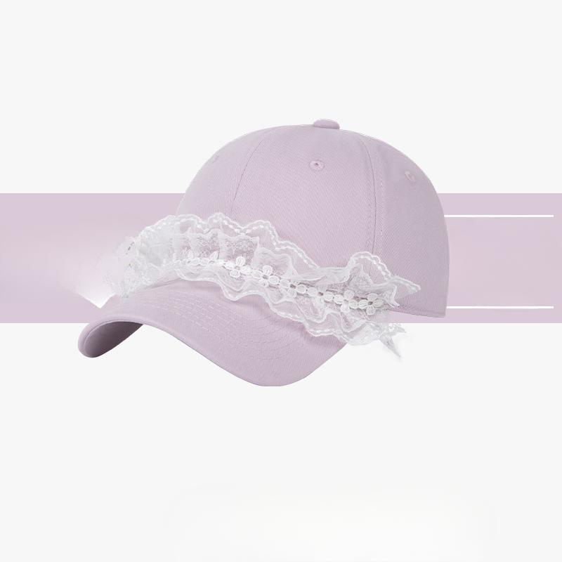 Niche Design Sweet and Cool Lace Baseball Cap Girl Sweet and Cute Original Texture Showing Face Little Girl Baseball Cap