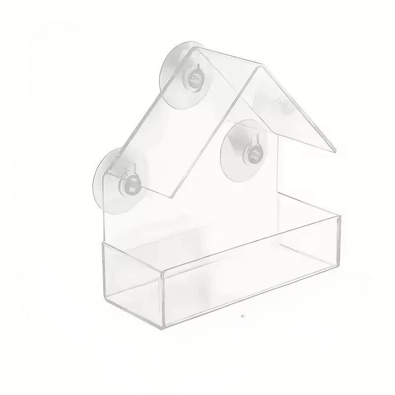 Comedero de Pájaros Acrílico con Ventana Transparente Colgante Exterior Casa Comedero para Pájaros con Ventosa para Jardín Exterior Patio Trasero Vida Silvestre Observación de Pájaros