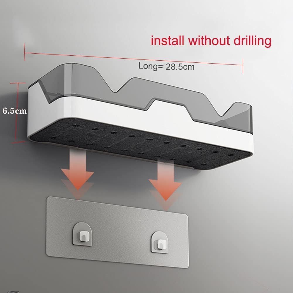 Self Adhesive Storage Rack, Wall Mounted Plastic Shelf Organizer for Bathroom Accessories and Hardware