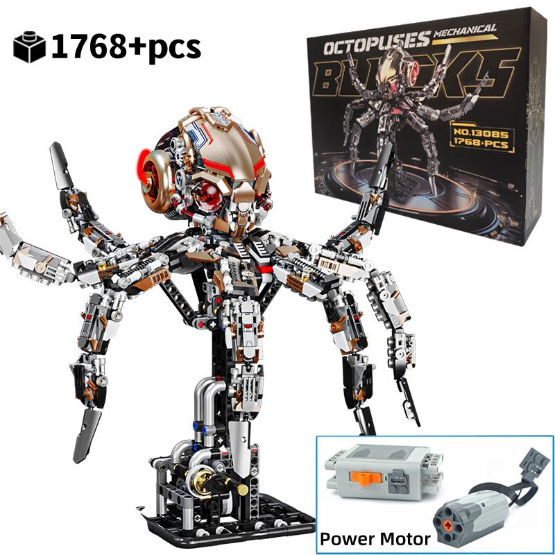 STEM Mechanische Meeresbewohner Bausteine Beweglicher Wal Oktopus Mantarochen Piranha MOC Kreative Desktop-Dekoration Geschenk