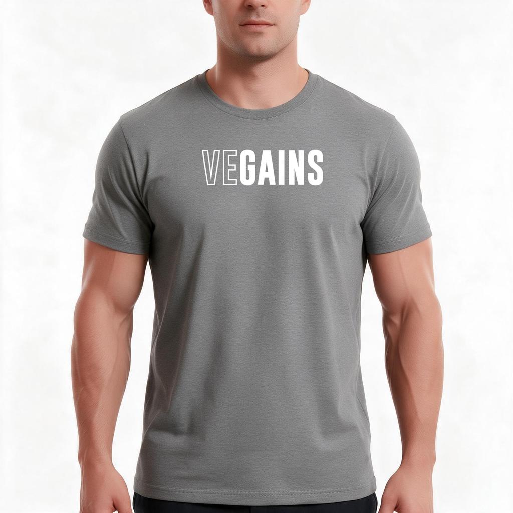 Vegains Vegan Gains Tshirt Summer Casual Cotton Tee Oversized Streetwear Tops Vintage Graphic Print Loose Fit Short Sleeve