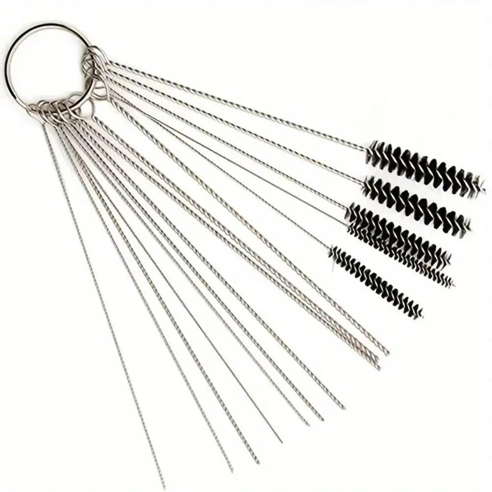 15pcs/Set Carburetor Cleaning Brush Set Carburetor Carbon Dirt Jet Cleaner Tool Kit 10 Cleaning Needles With 5 Brushes