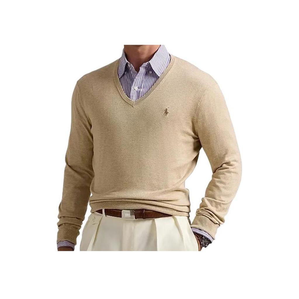 Polo Ralph Lauren Logo Embroidered V-Neck Pullover Long Sleeve Knit Sweater Men sweater 710890561-502