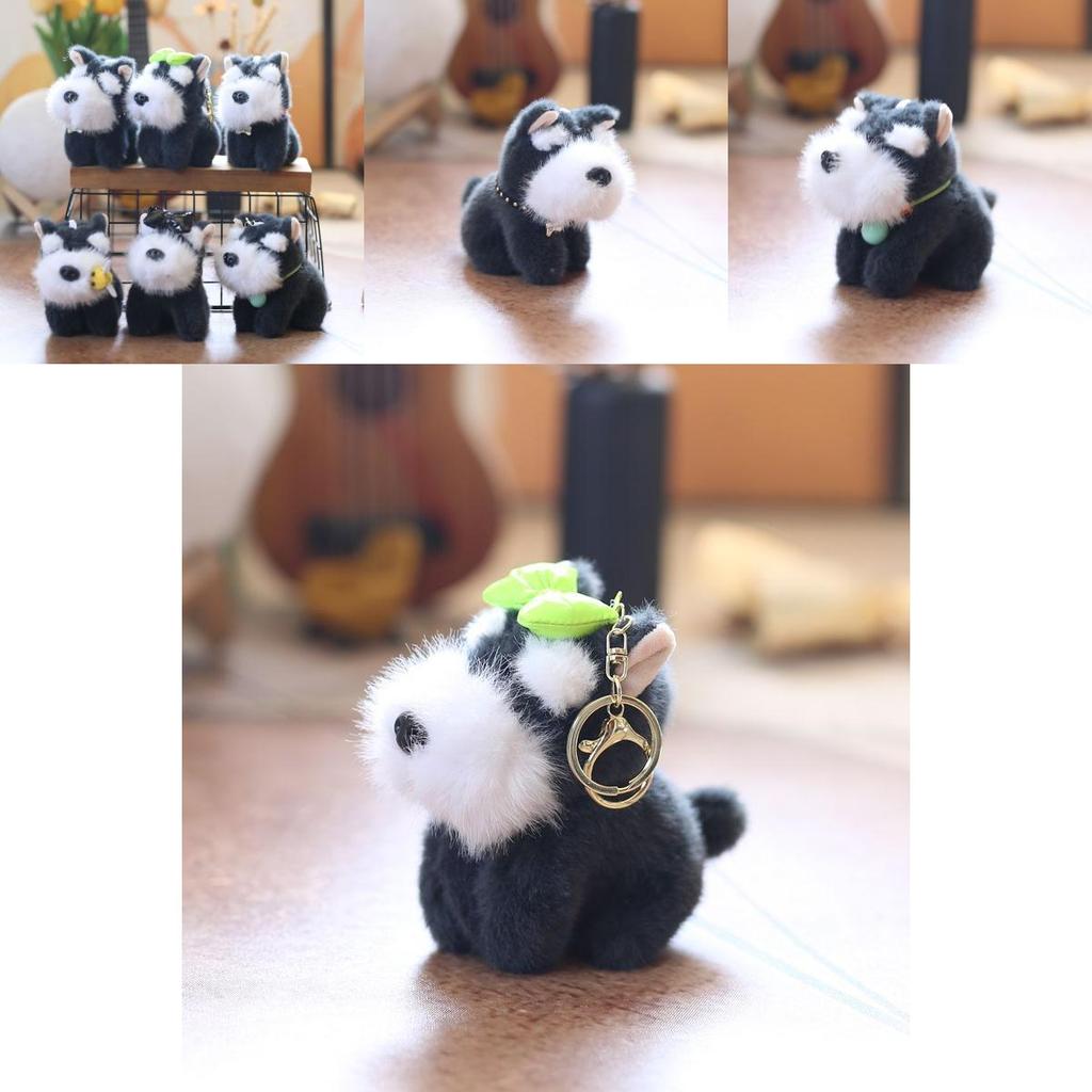 Schnauzer Dog Keychain Plush Doll Super Soft Pp Cotton Stuffed Toy Kids Room Decor