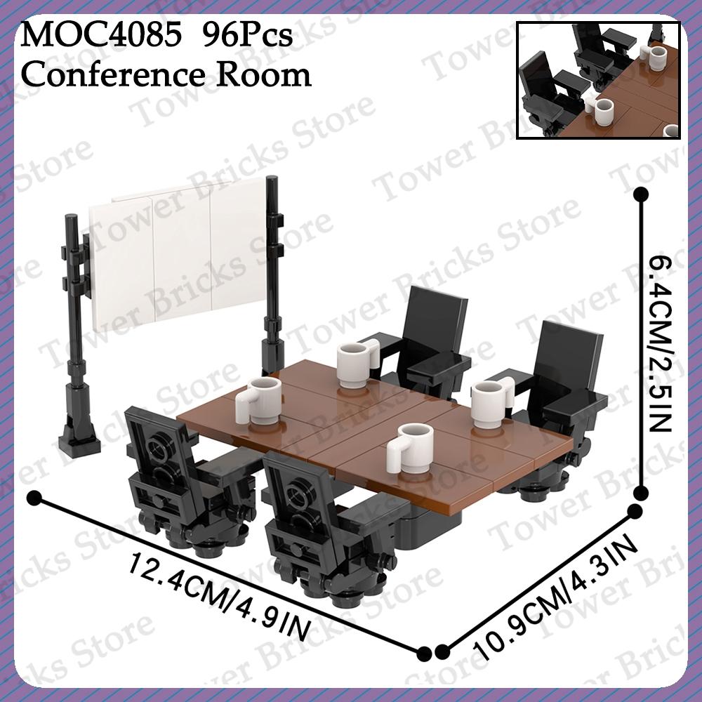 MOC City Computer Table Bricks Furniture Office Desk Room Compatible Figure Building Blocks Toys For Children Adult Friends Gift