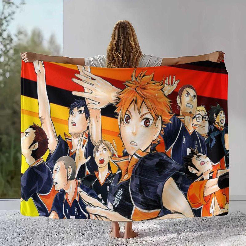 Manta de Flanela Cartoon Haikyuu Hinata Shoyo Anime de Vôlei, Manta de Pelúcia Ultra Macia para Casa Quarto Cama Sofá Acampamento Piquenique