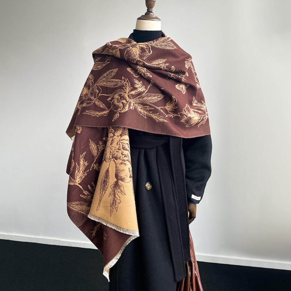 High Quality Two-Sided Design Cashmere Jacquard Scarves Thickened Warm Wrap Shawl Winter Scarves Women