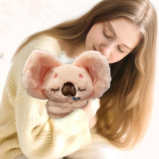 Baby Koala Plush Sensory Toy Anxiety Relief Stuffed Animal 5-Speed Breathing Light & Moving Ears Machine Washable Doll with Soothing Music