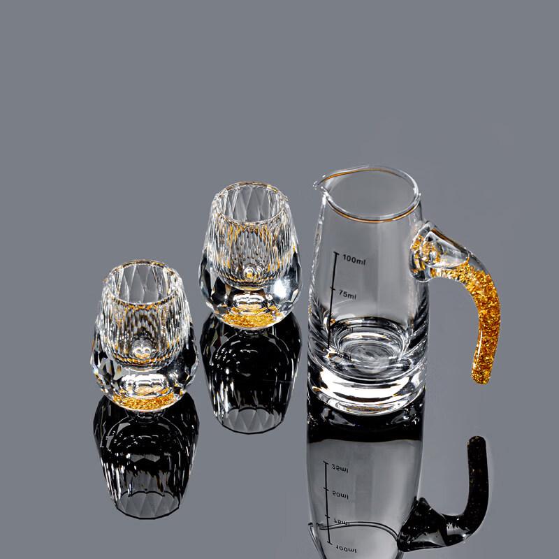 Flavinmci Gold Foil Glass Decanter and Cups Set