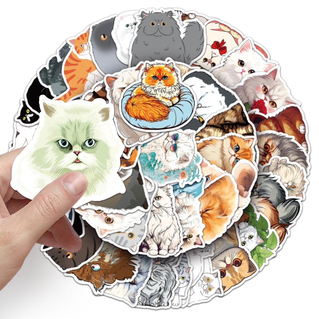 52 Persian cat graffiti stickers personalized cartoon cute cat decorative water cup mobile phone luggage sticker