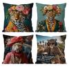 European Fashion Leopard Pillow Case Anti-dustmite Pillowcase Invisible zipper silky short plush Sofa cushion cover