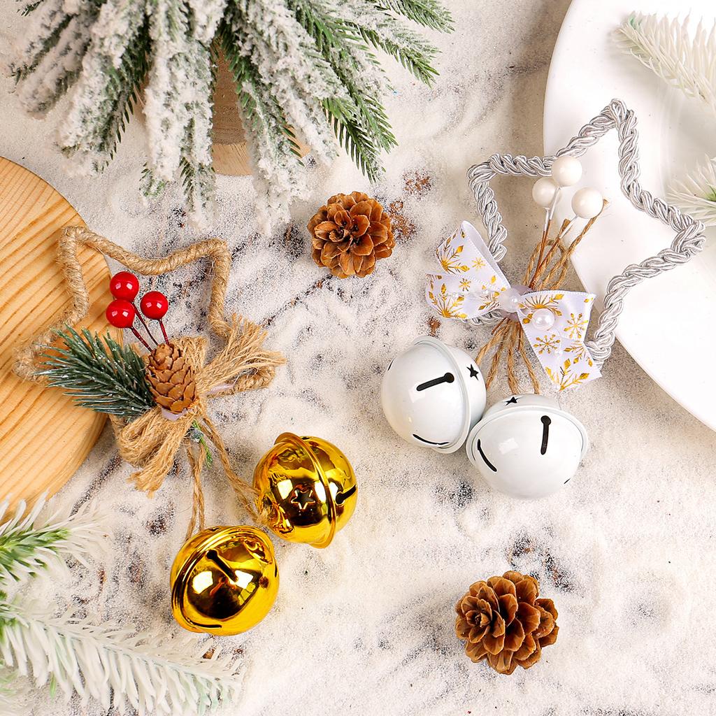 Neue Weihnachtsdekorationen Fünfzackiger Stern Glocke Zubehör Anhänger DIY Weihnachtsbaumschmuck Schleife Glocke Fensterrequisiten