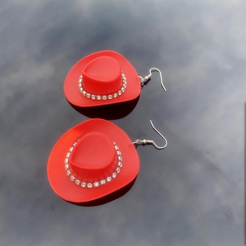 Cowgirl Hat Earrings Cute Western Earrings for Women Rhinestones Cowboy Hat Dangle Drop Earrings Trendy Jewelry Gift