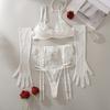 Ladies Sexy Solid Color Lace Sling Bra Lace-Up Panties Two-piece Split Sexy Suit With Steel Ring