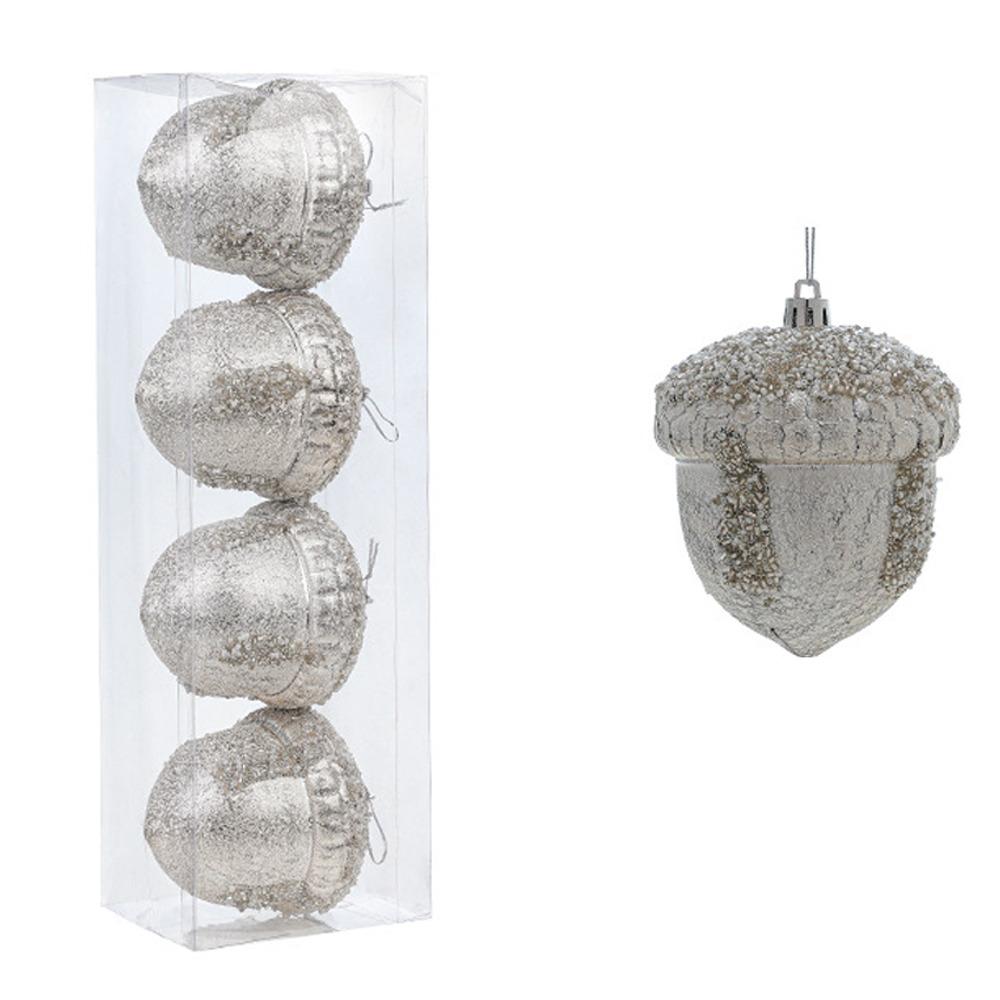 Light Gold Christmas Balls Pendants Plastic Shatterproof Xmas Tree Hanging Pendants Pinecone Merry Christmas Decor Hotel Mall