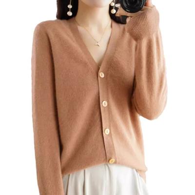 Autumn V-neck Sweater Cardigan Loose Bottoming Sweater Knitted Cardigan Women's Solid Color Short Paragraph Outwear