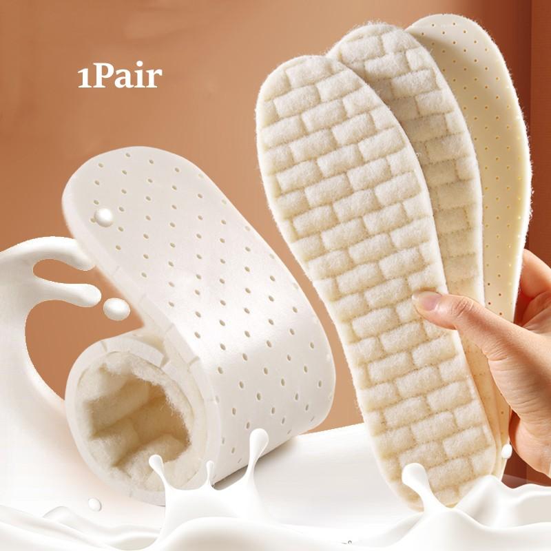 2026 New Wool Latex Insoles for Shoes Winter Warm Plush Snow Boots Shoe Sole Shoe Inserts Sports Insole for Feet Heating Pads