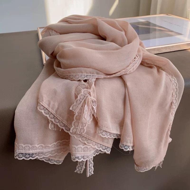 Nowy Jesienno-Zimowy Wysokiej Klasy Koronkowy Koronkowy Literacki Szal Ochrona przed Słońcem Wszechstronny Gładki Szalik Bawełniany i Lniany dla Pary