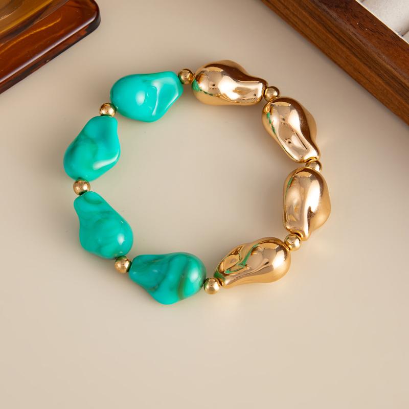 Simple Baroque Irregular Resin Bracelet Bohemian Colorful Beads Bracelet Splicing Bangle Daily Charm Jewelry Accessories Gifts