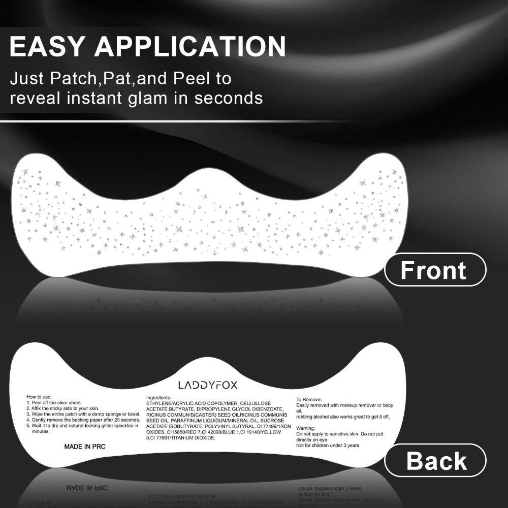 12 Pcs Waterproof Glitter Freckles Face Tattoo Glitter Face Glitter Speckles Patches  for Women
