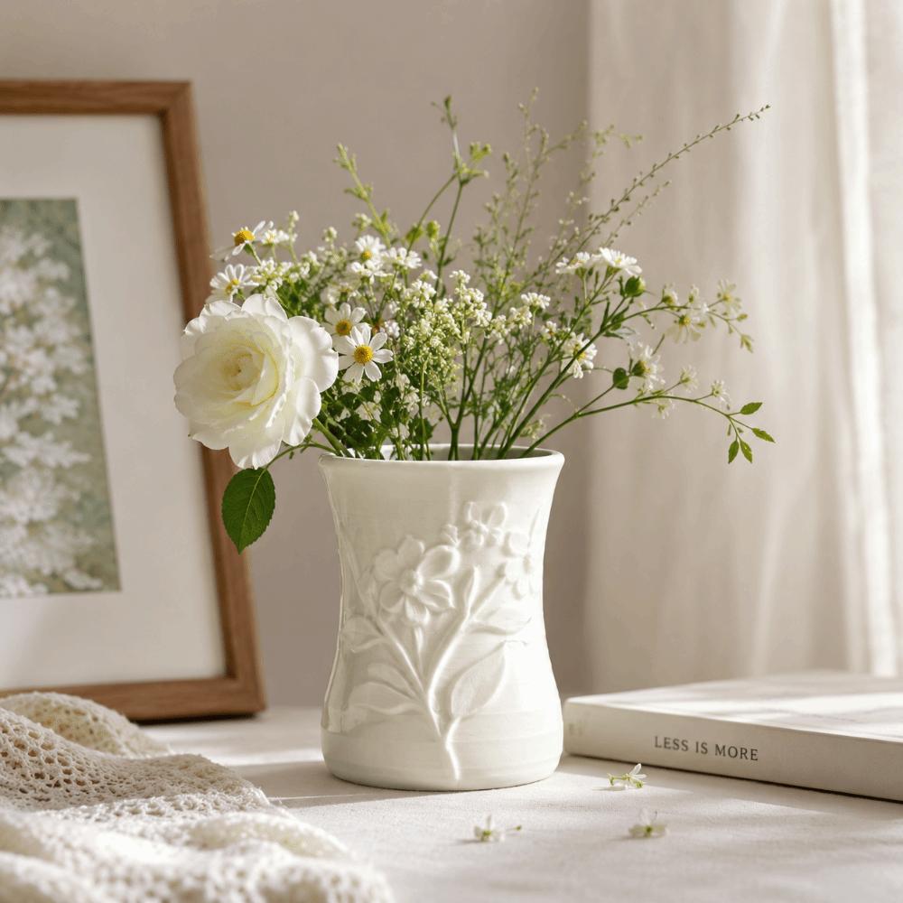 3D Printed Flower Vase Raised Patterns Pen Holder Cosmetics Storage Rack Living Room Decor