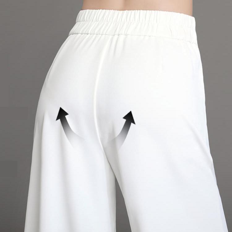 Spring And Summer Women Loose Wide Leg Pants Full Length Elastic Waist Pleated Trousers Plus Size 4xl