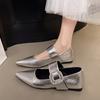 Flat Velcro Rhinestone Mary Jane Shoes Women's Summer New French Retro Fashion Temperament Light Mouth Single Shoes