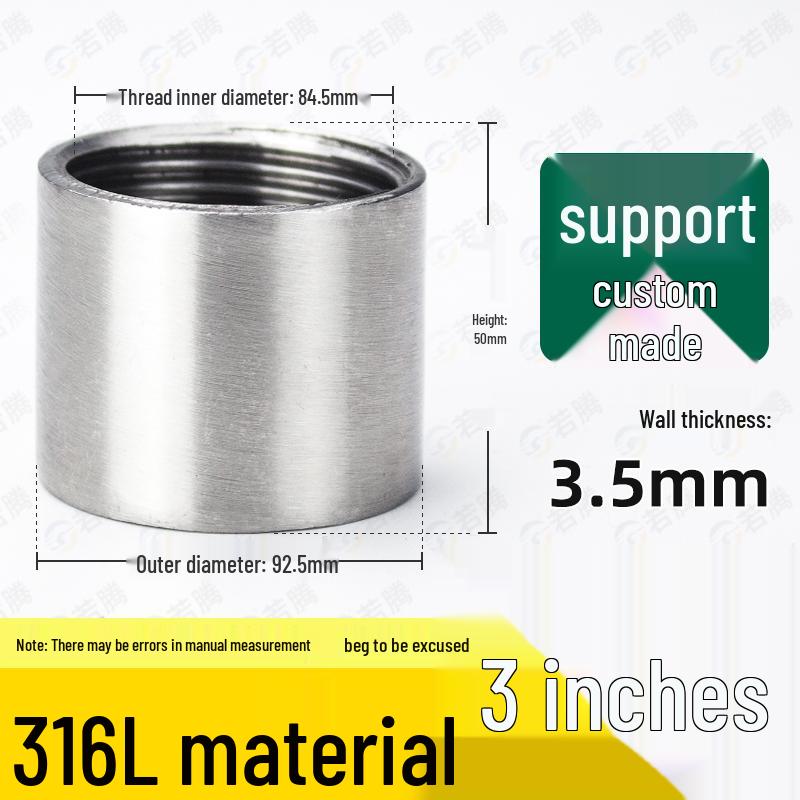 304 Stainless Steel Double Female Thread Pipe Fitting, Internal Thread, 4 to 6 Points, 1 Inch