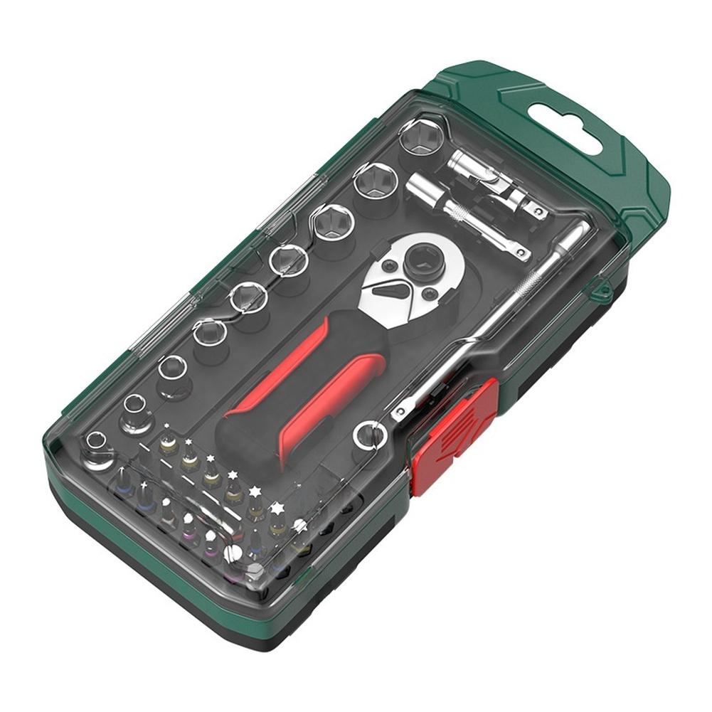 39PCS Ratchet Wrench Socket Bit Set with 72-Tooth Mechanism for For Torx Star Cross Bits Mechanical Repair Tools
