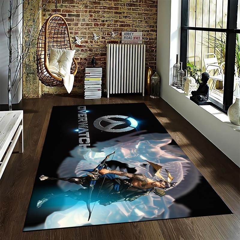 Overwatch Samurai Character Printed Flannel Rug Non-Slip, Suitable for Bedroom, Living Room, Children's Room Decoration