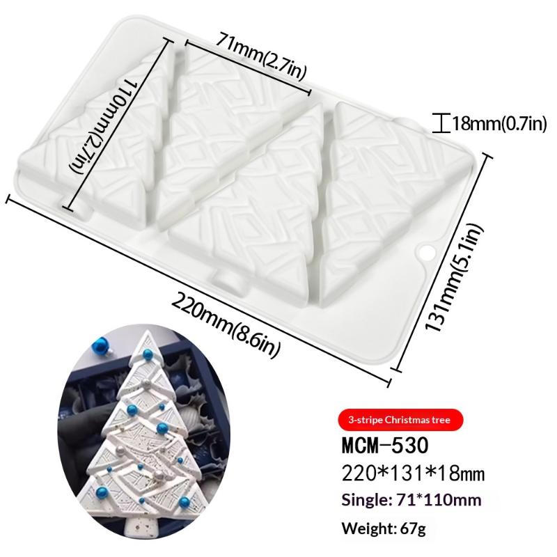 Dorica 4-Kammer 3D Weihnachtsbaum Design Mousse Form Schokolade Französische Dessert Backwaren Silikonform Kuchen Backen Dekorationswerkzeuge