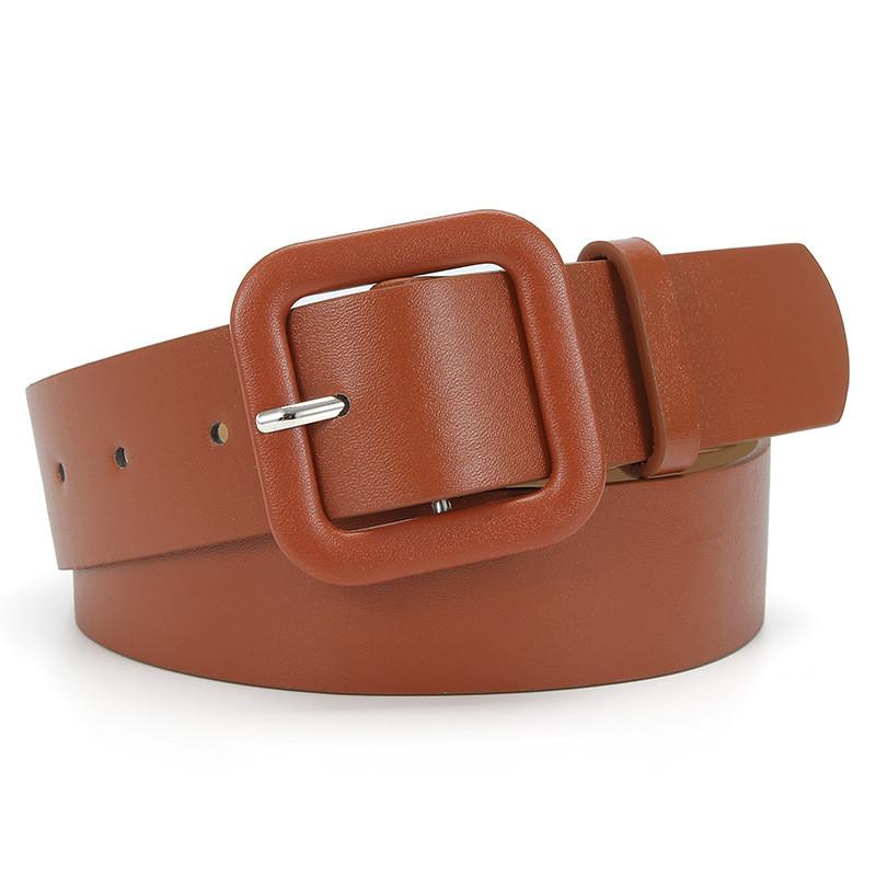 Stylish Minimalist Women's Pu Leather Candy Color Belt With Square Buckle For Dresses