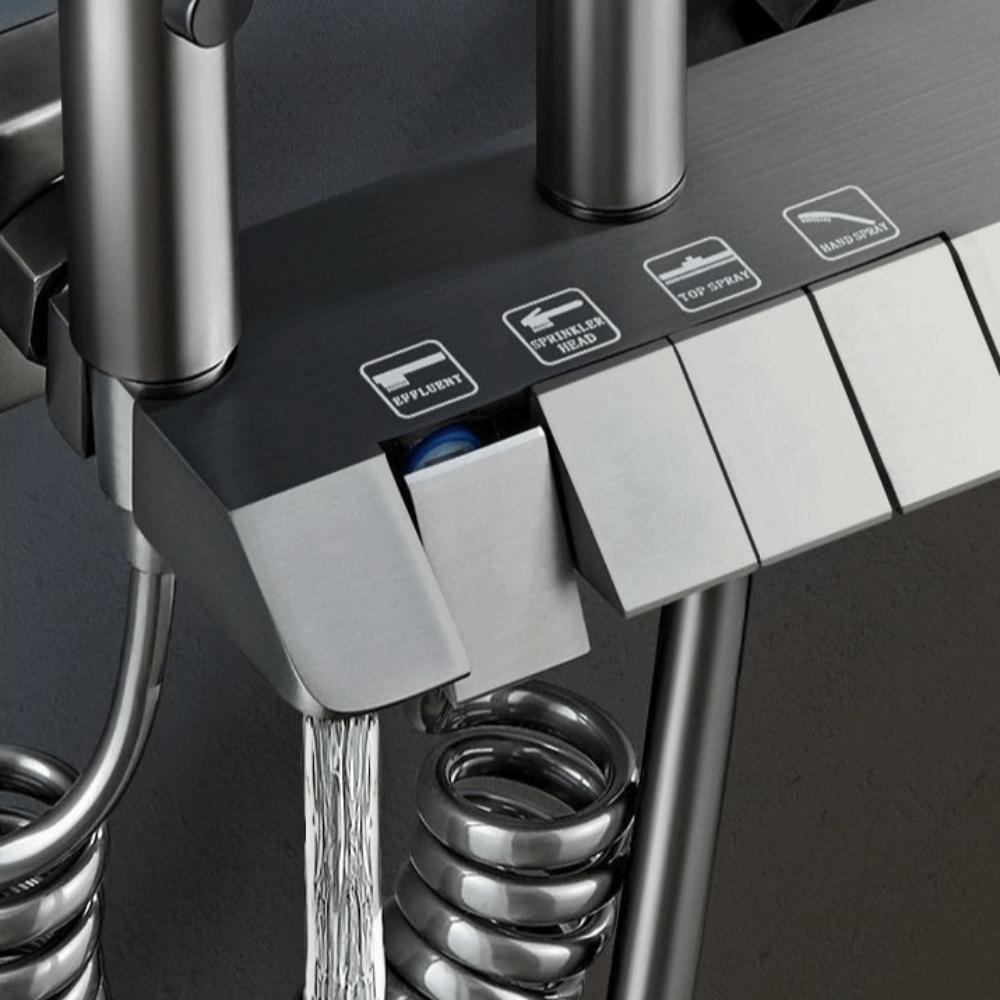 Système de Douche Gris Ensemble de Douche Pluie Haute Pression Ensemble de Robinet de Douche Numérique Économie d'Eau