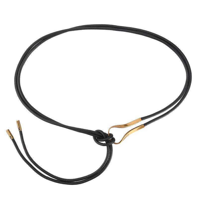 

Женский пояс-цепочка на талию из искусственной кожи ПУ, кожаный шнур, темпераментный, с узлом, без отверстий, легкая роскошь, нишевое украшение