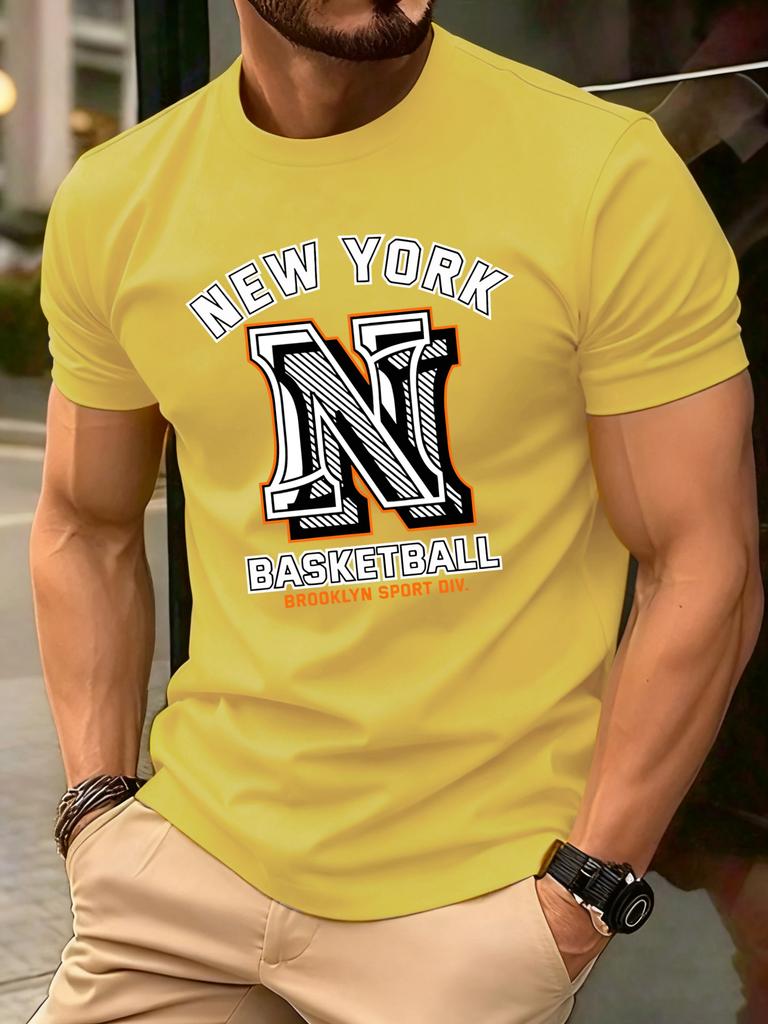 New York Brooklyn Basketball Print T Shirt Men Summer AllMatch Streetwear Trendy ONeck Clothes Cotton Oversized Man TShirts