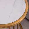 Slate/sintered stone round side/end table with golden stainless steel frame
